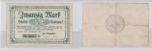 20 Mark Mark Banknote Kriegsnotgeld Stadt Sorau N.-L. 1918 (125967)
