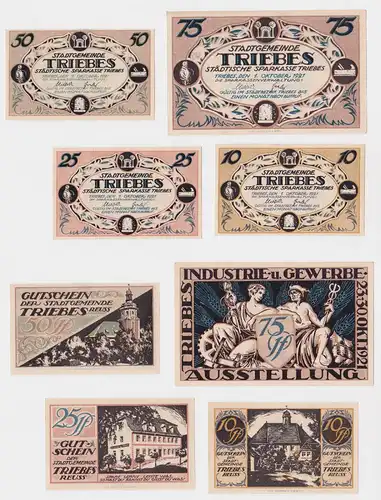 4 Banknoten Notgeld Städtische Sparkasse Triebes 1.10.1921 (126105)
