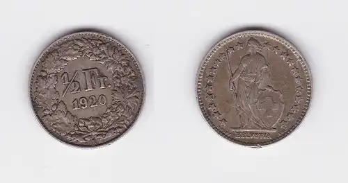 1/2 Franken Silber Münze Schweiz 1920 B (127159)