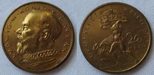 20 Mark Deutsches Reich 1913 Ludwig III Bayern PROBE Karl Goetz (155279)