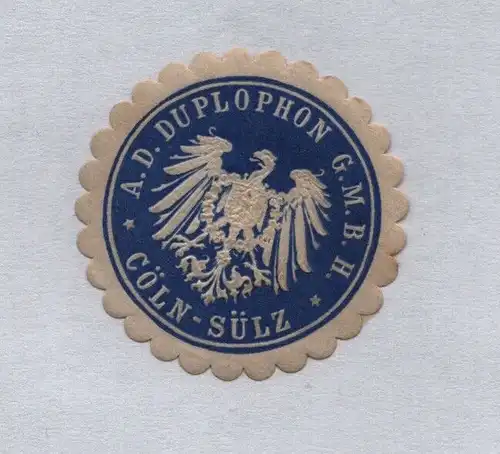 seltene Vignette Siegelmarke A.D.Duplophon GmbH Cöln Sülz (122398)