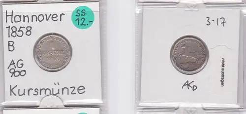 1 Groschen Silber Münze Hannover 1858 B (121058)