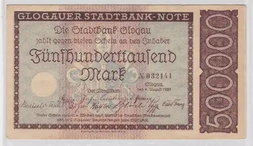 500000 Mark Banknote Stadtbank Glogau 4.8.1923 (135766)