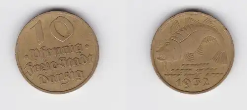 10 Pfennig Messing Münze Danzig 1932 Dorsch Jäger D 13 (139803)