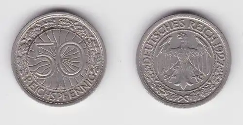 50 Pfennig Nickel Münze Weimarer Republik 1927 A ss (138094)