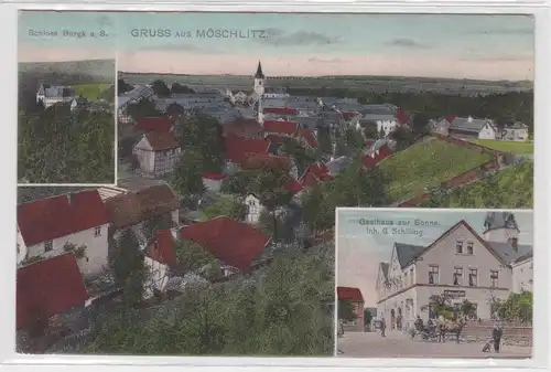 97891 Mehrbild Ak Gruß aus Möschlitz Gasthaus zur Sonne usw. um 1910