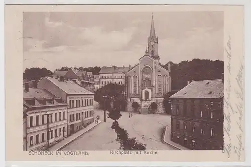 40876 Ak Schöneck im Vogtland Kirchplatz mit Kirche 1928
