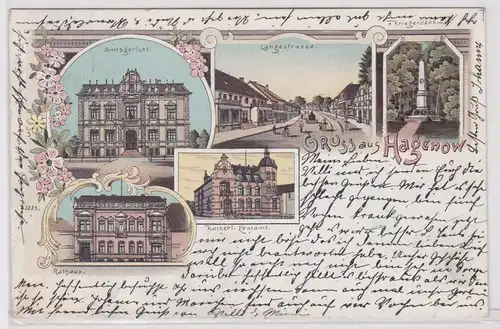 26725 Ak Lithographie Gruß aus Hagenow Postamt, Amsgericht usw. 1901