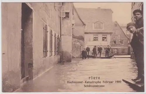 93021 Ak Fürth Hochwasser Katastrophe Februar 1909 Schützenstrasse