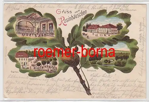 76827 Ak mit Eichenlaub Gruss vom Rosinhäuschen Freiberg 1901