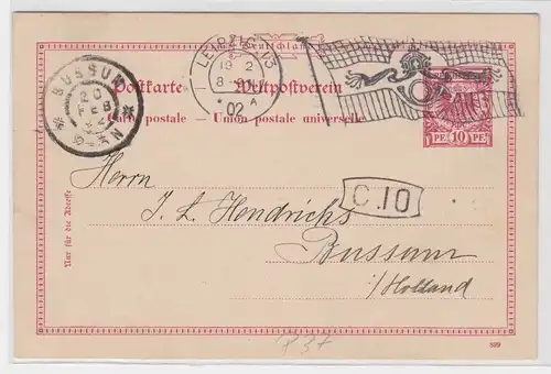 96206 DR Ganzsachen Postkarte P37 Fahnenstempel Leipzig 1892