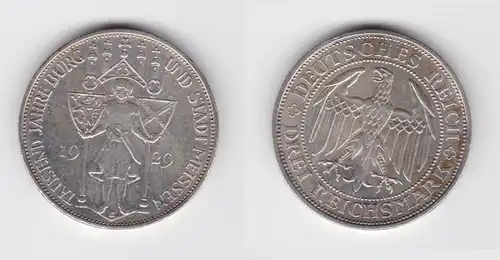 Silber Münze 3 Mark 1000 Jahre Stadt Meißen 1929 E ss+ (156075)