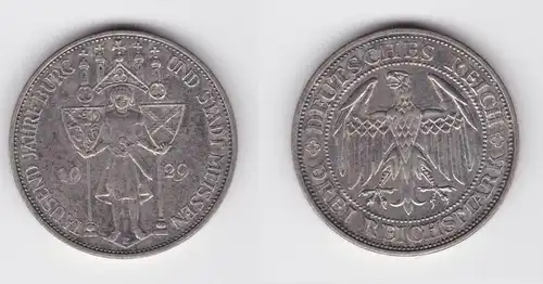 Silber Münze 3 Mark 1000 Jahre Stadt Meißen 1929 E ss+ (156218)