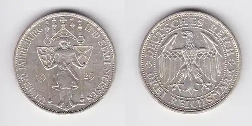 Silber Münze 3 Mark 1000 Jahre Stadt Meißen 1929 E ss/vz (156107)
