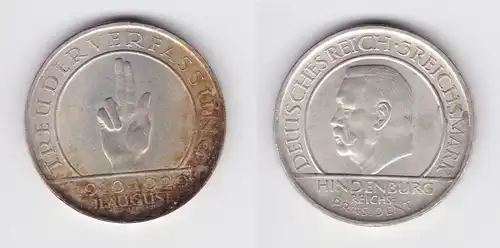 Silber Münze 3 Mark Verfassung "Schwurhand" 1929 A vz  (156240)