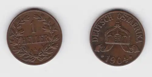 1 Heller Kupfer Münze Deutsch Ostafrika 1904 A f.vz Jäger 716 (156261)