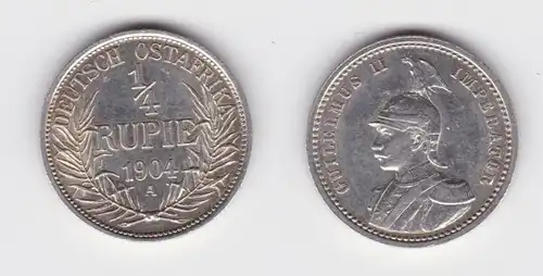 1/4 Rupie Silber Münze Deutsch Ostafrika 1904 A vz Jäger 720 (156255)