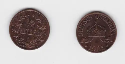 1/2 Heller Kupfer Münze Deutsch Ostafrika 1905 A f.vz (156259)