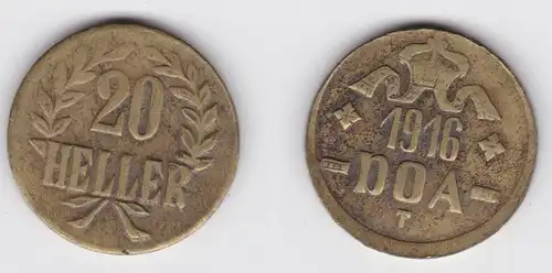 20 Heller Messing Münze Deutsch Ostafrika DOA 1916 J.727 b  (155879)