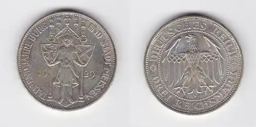 Silber Münze 3 Mark 1000 Jahre Stadt Meißen 1929 E ss+ (156225)