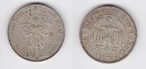 Silber Münze 3 Mark 1000 Jahre Stadt Meißen 1929 E ss/vz (156195)