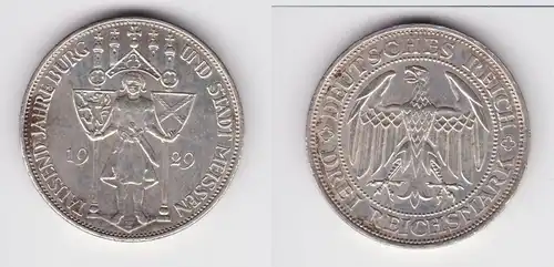 Silber Münze 3 Mark 1000 Jahre Stadt Meißen 1929 E ss+ (156031)