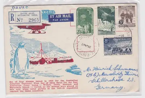 907086 Einschreibe Brief auf FDC Australian Antarctic Territory 1960 Base Davis