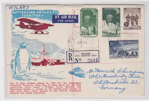 907084 Einschreibe Brief auf FDC Australian Antarctic Territory 1960 Base Wilkes