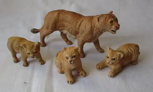 Lineol Elastolin Masse Figur Löwenfamilie, Löwin mit Jungen um 1930 (124777)