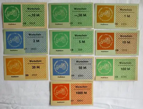 10 Banknoten 0,10 bis 1000 Mark DDR LPG Geld "Gemeinsamer Weg" Haßleben (162655)