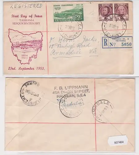 907464 Ersttagsbrief FDC First Day of Issue Australien Tasmania 23. Sept. 1953