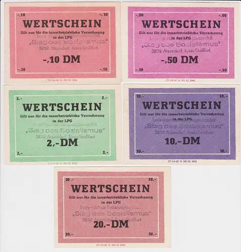 5 Banknoten 0,10 bis 20 Mark DDR LPG Geld Sieg des Sozialismus Atzendorf(165510)
