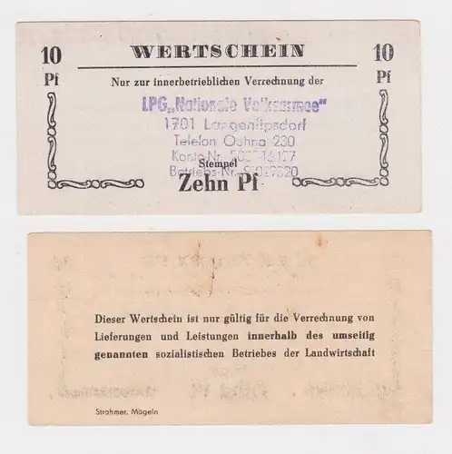 10 Pfennig Wertschein DDR für LPG Geld LPG "NVA" Langenlipsdorf (163936)