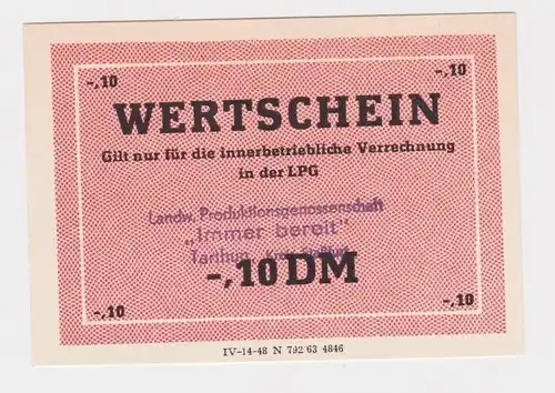 0,10 Mark Wertschein DDR für LPG Geld LPG "Immerbereit" Tarthun (165668)
