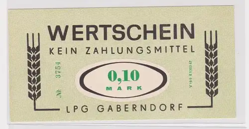 0,10 Mark Wertschein DDR für LPG Geld LPG Gaberndorf (165294)