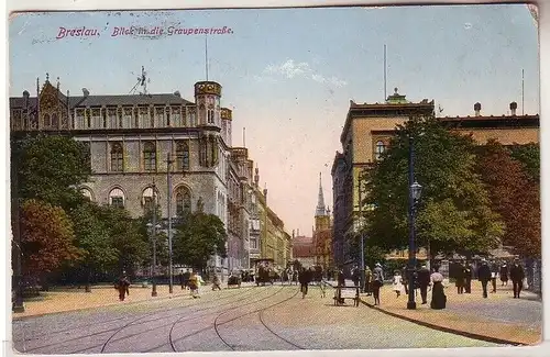 32782 Ak Breslau in Schlesien Blick in die Graupenstrasse 1920