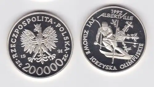 200000 Zloty/Złotych Silbermünze Polen 1991 Albertville Olympia 1992 (159453)