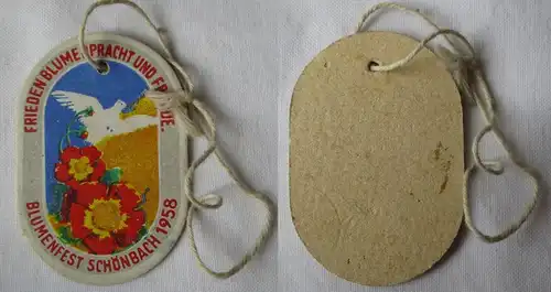 DDR Abzeichen Frieden Blumenpracht und Freude Blumenfest Schönbach 1958 (129359)