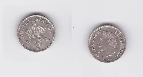 20 Centimes Silber Münze Frankreich 1867 (119901)