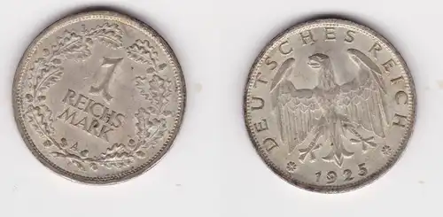 1 Reichsmark Silber Münze Weimarer Republik 1925 A ss+ (107351)