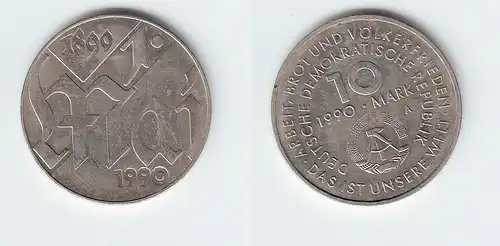 DDR Gedenk Münze 10 Mark 100.Jahre 1.Mai Feiertag 1990 (112957)