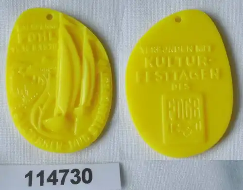 DDR Kunststoff Abzeichen 4.Laternen- & Strandfest Talspeere Pöhl 1970 (114730)
