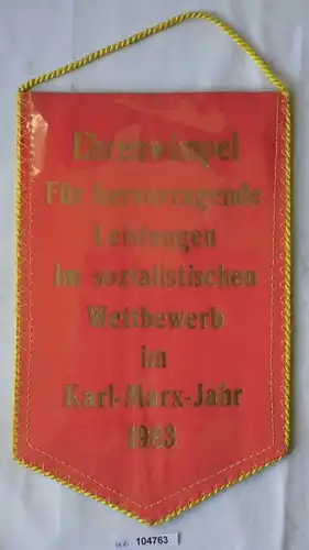 DDR Ehrenwimpel für Leistungen im Wettbewerb im Karl Marx Jahr 1983 (104763)