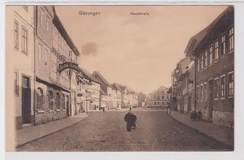 38576 Ak Wasungen - Hauptstraße, Straßenansicht mit Gasthof zum Bären 1918