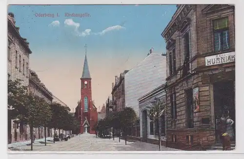 92675 Feldpost Ak Oderberg I. - Kirchengasse mit Geschäft von Karl Hurniak 1916