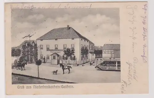 99877 Ak Gruß aus Niederfrankenhain/Geithain Gasthof 1910