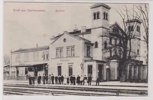 99908 Ak Gruß aus Oschersleben Bahnhof um 1910