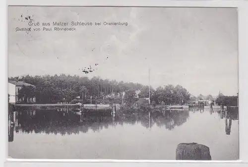 09335 Ak Gruß aus Malzer Schleuse bei Oranienburg - Gasthof von P.Rönnebeck 1921