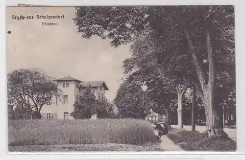 04263 Ak Gruss aus Schulzendorf - Försterei mit Straßenansicht 1917