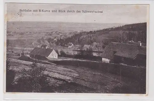 54628 Ak Bad Schwarzbach (Czerniawa-Zdrój) - Bobbahn mit S-Kurve 1925